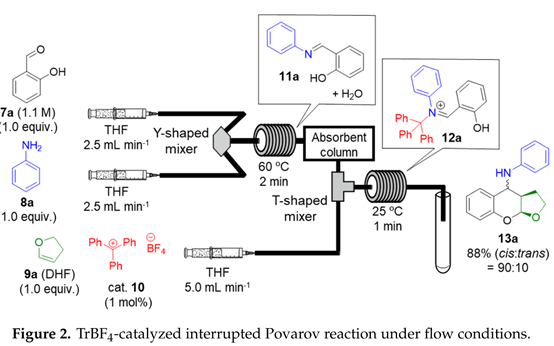 流動條件下TrBF4催化中斷Povarov反應(yīng) 流動條件下TrBF4催化中斷Povarov反應(yīng)